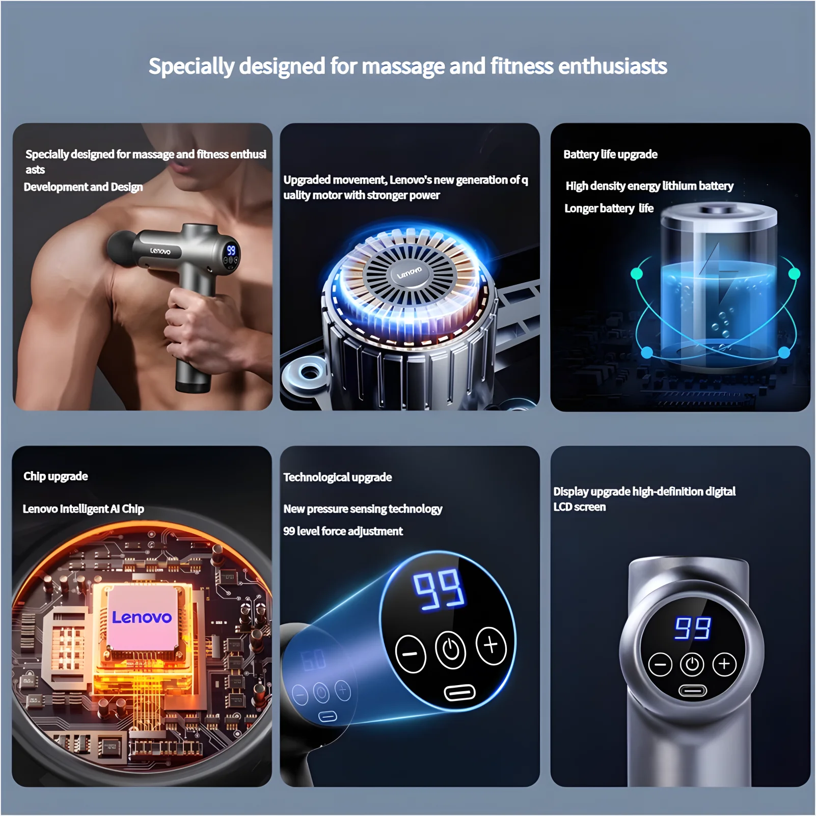 Lenovo Massage Gun with 8Massage Head